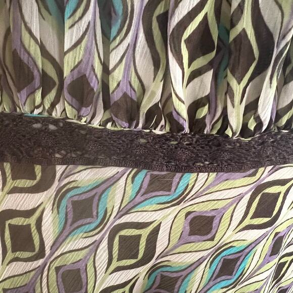 Dorby Vintage SZ 14 Y2K Babydoll Dress Retro Mod 60s Inspired Print Lace Flutter - Picture 4 of 8